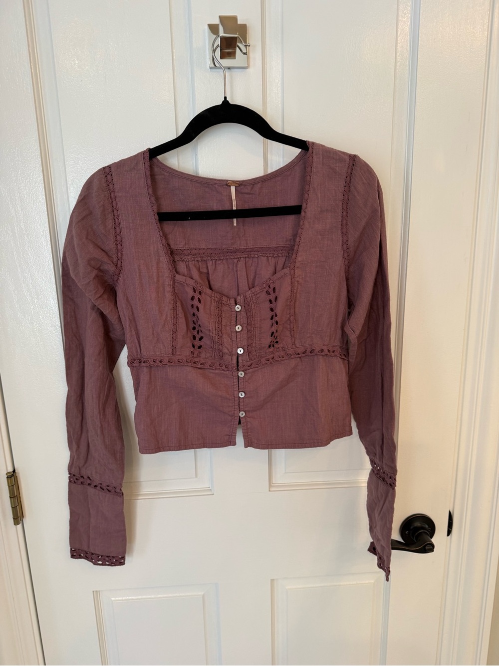 Free People Joi Eyelet Cropped Blouse